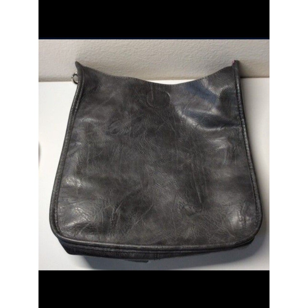 Ahdorned Classic Vegan Leather Black Gray Crossbody Bag